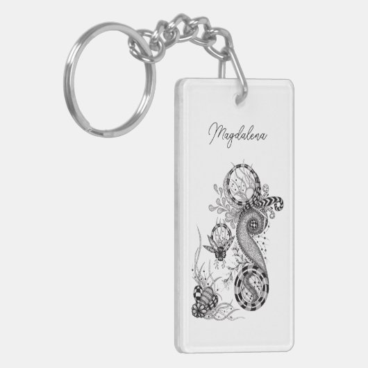 Florale Tangle Zeichnung -  Schlüsselanhänger (Vorderseite links)