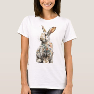 Florale Tätowierungen Hasen Illustration Frauen T-Shirt