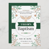 Florale Taufe Zeremonie Fotoruf Grüne Einladung (Vorne/Hinten)