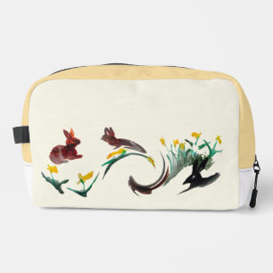 Florale Tierkunst Frühlingshasen Personalisiert Waschbeutel
