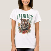 Florale Tiger Fearless Typografie T-Shirt (Vorderseite)