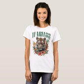 Florale Tiger Fearless Typografie T-Shirt (Vorne ganz)