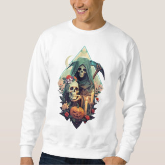 Florale Todgeleiterin, die einen Schädel hält Sweatshirt