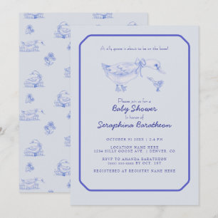 Florale Toile Silly Goose Babyparty Einladung