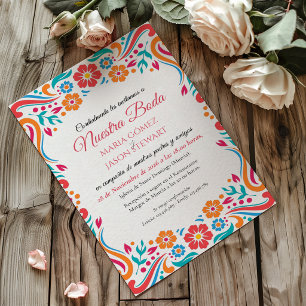 Florale traditionelle spanische Hochzeit im Stil d Einladung