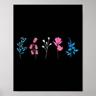 Florale Transgender-Stolz, Lgbtq-Trans-Flagge-Blum Poster