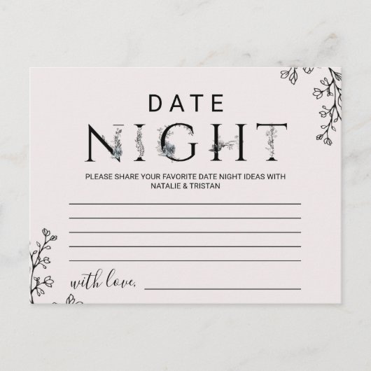 Florale Typografie Date Night Ideale Karten (Vorderseite)