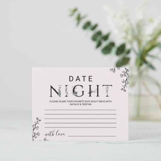 Florale Typografie Date Night Ideale Karten (Stehend Vorderseite)