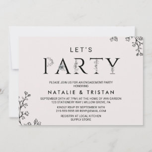 Florale Typografie Lasst uns feiern Einladung