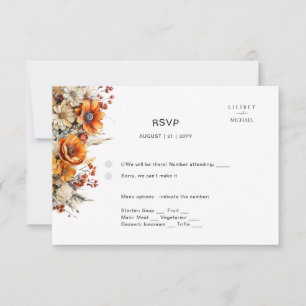 FLORALE UAWG   ORANGE BLUME   RUSTISCHE WEDD RSVP KARTE