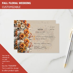 FLORALE UAWG   ORANGE BLUME   RUSTISCHE WEDD RSVP KARTE