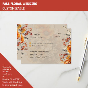 FLORALE UAWG   ORANGE BLUME   RUSTISCHE WEDD RSVP KARTE
