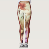 Florale und dunkelrote Leggings (Vorderseite)