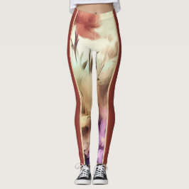 Florale und dunkelrote Leggings