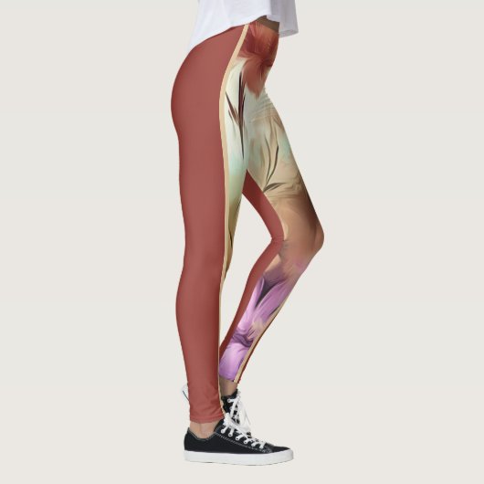 Florale und dunkelrote Leggings (Rechts)