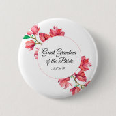Florale Ur-Urgroßmutter der Braut Pink Weiß Button (Vorderseite)