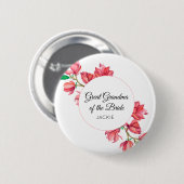 Florale Ur-Urgroßmutter der Braut Pink Weiß Button (Vorne & Hinten)