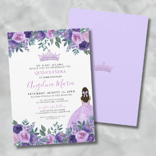 Florale violette Quinceanera-Einladung Einladung