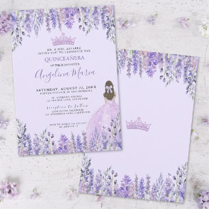 Florale violette Quinceanera-Einladung Einladung