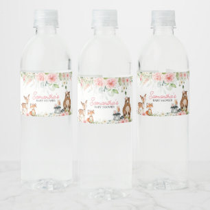 Florale Waldtiere Baby Shower Wasserflaschenetikett