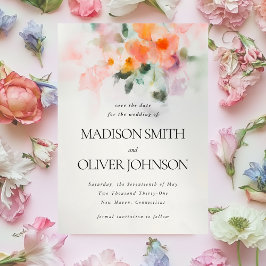 Florale Wasserfarbe Elegante Romantische Botanisch Save The Date