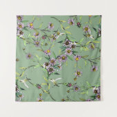 Florale Wasserfarbe: Grünes, nahtloses Muster Wandteppich (Vorderseite (Horizontal))