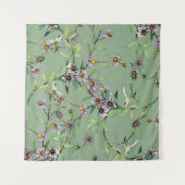 Florale Wasserfarbe: Grünes, nahtloses Muster Wandteppich (Vorderseite)