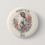 Florale Wasserfarbe in Erwartung, dass Mami Button (Vorderseite)