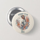 Florale Wasserfarbe in Erwartung, dass Mami Button (Vorne & Hinten)