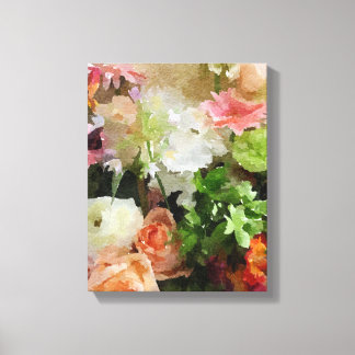 Florale Wasserfarbe in Peach & Green Leinwanddruck