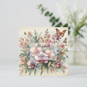 Florale Wasserfarbe in sanften Pastellfarben Einladung (Stehend Vorderseite)