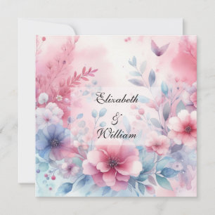 Florale Wasserfarbe in sanften Pastellfarben Einladung
