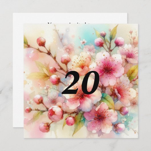 Florale Wasserfarbe in sanften Pastellfarben Einladung (Vorne/Hinten)