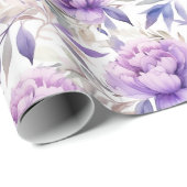 Florale Wasserfarbe - Lavendel lila Peonder Geschenkpapier (Rolleneckpunkt)
