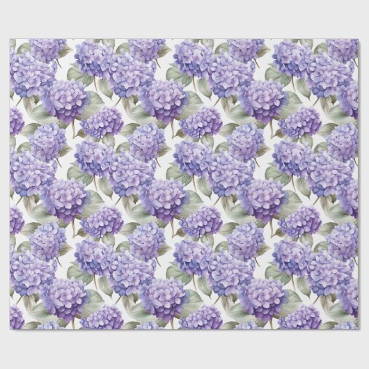 Florale Wasserfarbe - Lavender Lila Hydrangeas Geschenkpapier (Flach)