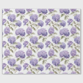 Florale Wasserfarbe - Lavender Lila Hydrangeas Geschenkpapier (Flach)
