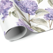 Florale Wasserfarbe - Lavender Lila Hydrangeas Geschenkpapier (Rolleneckpunkt)