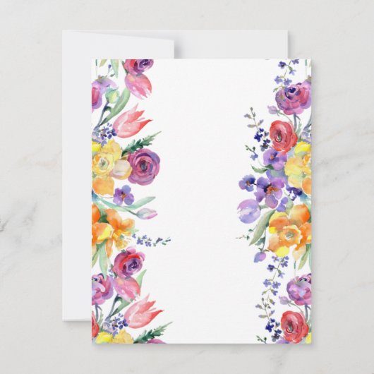 Florale Wasserfarbe Save the Date weiß Ankündigung (Rückseite)