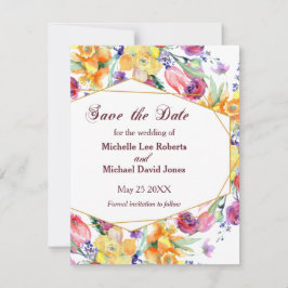 Florale Wasserfarbe Save the Date weiß Ankündigung