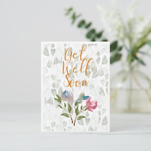 Florale Wasserfarbe wird bald gut Postkarte (Stehend Vorderseite)