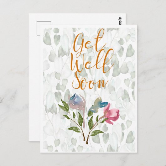 Florale Wasserfarbe wird bald gut Postkarte (Vorne/Hinten)