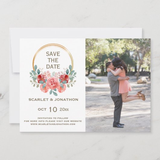 Florale Wasserfarben fallen Save the Date Fotokart (Vorderseite)