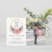 Florale Wasserfarben fallen Save the Date Fotokart (Stehend Vorderseite)