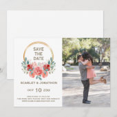 Florale Wasserfarben fallen Save the Date Fotokart (Vorne/Hinten)