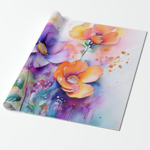 Florale Wasserfarben Geschenkpapier