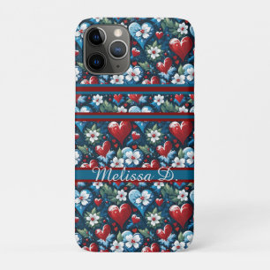 Florale Weihnachtsherzen in Rot, Blau und Grün Case-Mate iPhone Hülle