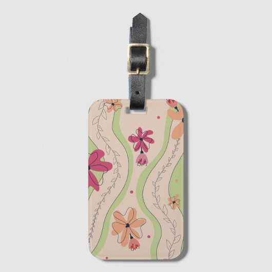 Florale Wellen Gepäckanhänger (Vorderseite Vertikal)