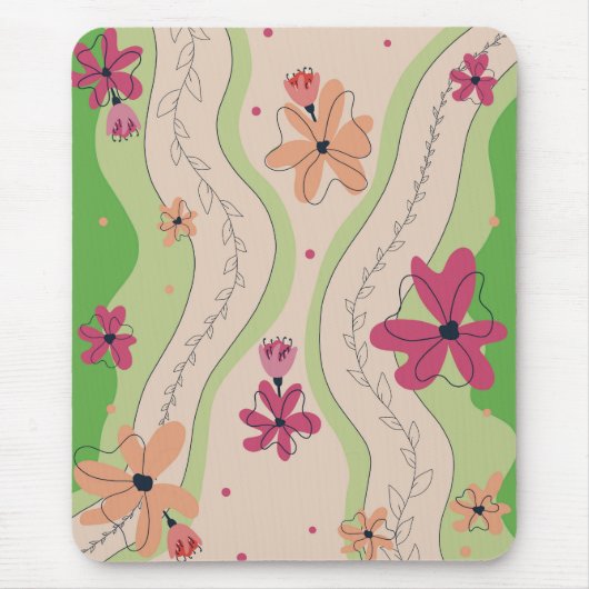 Florale Wellen Mousepad (Vorne)