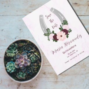 Florale Western Hufeisen-Quinceanera Save The Date