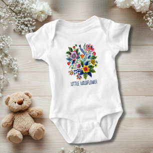 Florale Wildblumen Kleine Wildblume Baby Shower Strampler